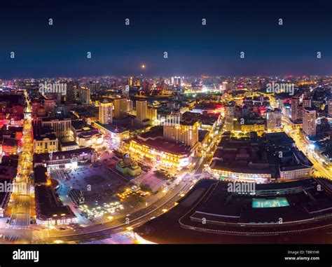 Aerial shot ice city Harbin bright summer night Stock Photo - Alamy