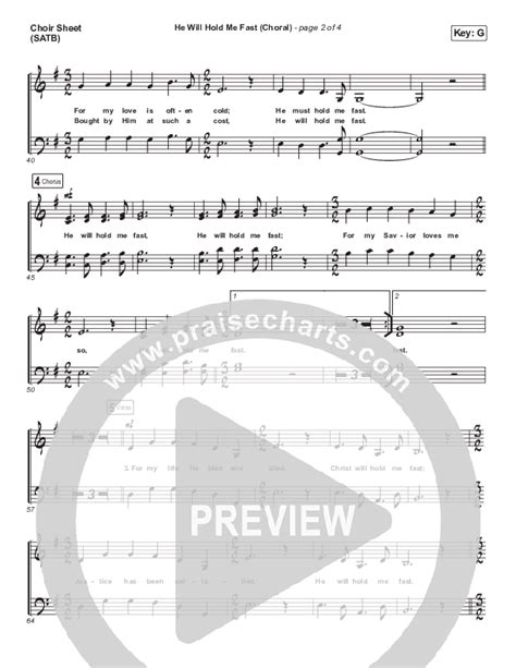 He Will Hold Me Fast Choral Anthem Satb Choir Sheet Music Pdf Keith