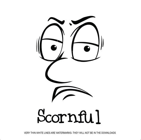 Face Scornful Expression Feeling Disgust Dislike Disrespect Mockery Mean Cartoon Tshirt Clipart ...