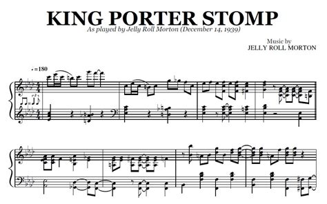 King Porter Stomp Jelly Roll Morton Sheet Music Pdf Transcription