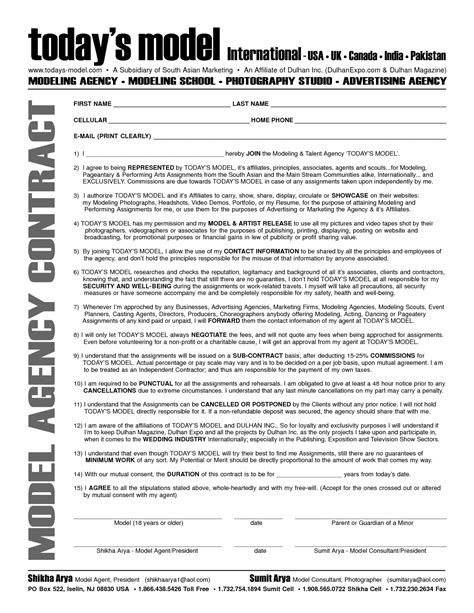 Modeling Contract - Free Printable Documents