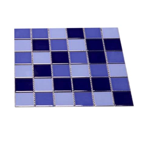 Blue Wall Cladding Square Crystal Mosaic Tile For Swimming Pool Tiling