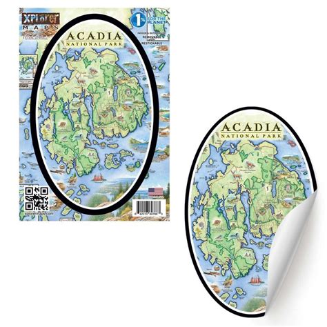 Acadia National Park Map Sticker Xplorer Maps