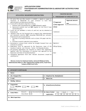 Fillable Online Cgs Unimap Edu Anu Postgraduate Application Form Fax