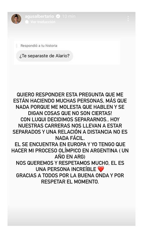 Agustina Albertario Confirmó Su Separación De Lucas Alario “una