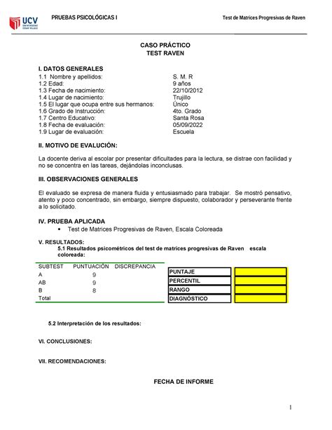 Caso Pr Ctico Sesi N Tagged Pruebas Psicol Gicas I Test De