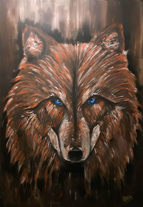 Wolf Acrylic Painting On Canvas 100 X 70 Cm Painting By Ahmed Karam