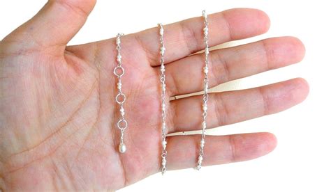 Minimal Seed Pearl Necklace Sterling Silver Fresh Water Pearls Wire Wrapped Necklace Pearl