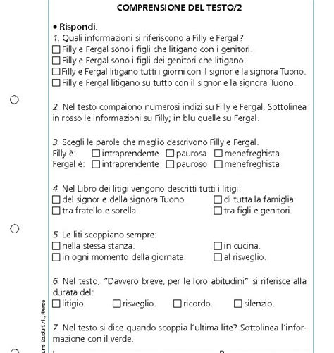 Comprensione Del Testo 2 Comprensione Del Testo 2 Giunti Scuola