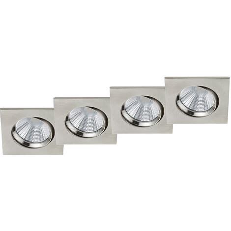 Eckige LED Einbaustrahler Decke Im 4er Set Schwenkbar Dimmbar Nickel