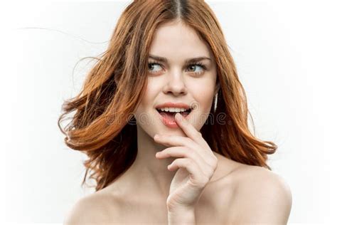 Pretty Woman Loose Ginger Hair Glamor Naked Shoulders Model Stock Photos Free Royalty Free