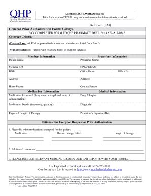 Fillable Online General Prior Authorization Form Gilenya Fax Email