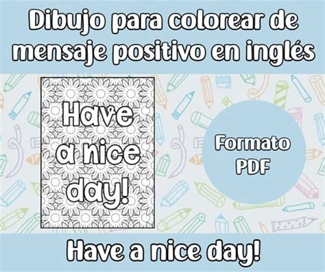 Have a nice day Dibujo para colorear en inglés Apuntes de inglés