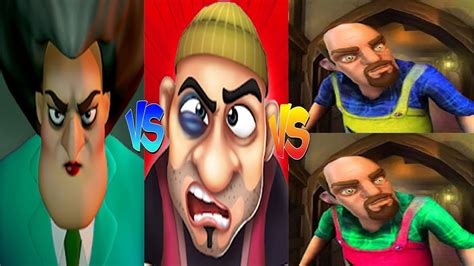 Scary Teacher 3D VS Scary Stranger 3D VS Scary Robber Home Clash Miss