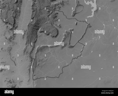 Chaiyaphum Province Of Thailand Grayscale Elevation Map With Lakes