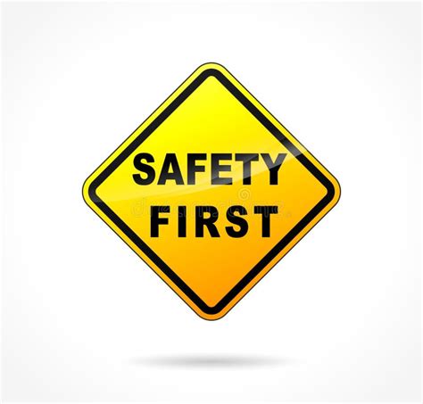 Safety first yellow sign stock illustration. Illustration of concept ...