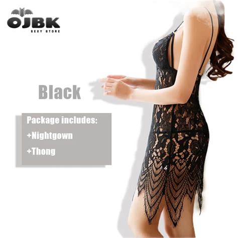 Uaang Women Sexy Nightwear Red Black Lace Nightgown Hot Transparent Sleepwear Erotic Fascinated