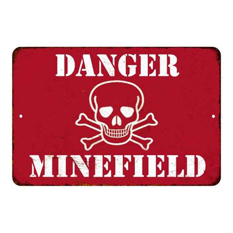 Danger Minefield Sign Vintage Wall Decor Signs Art Decorations Tin Gif – Chico Creek Signs