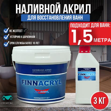 Жидкий акрил для ванн FINNACRYL 1.5 м, (3 кг). - купить с доставкой по ...
