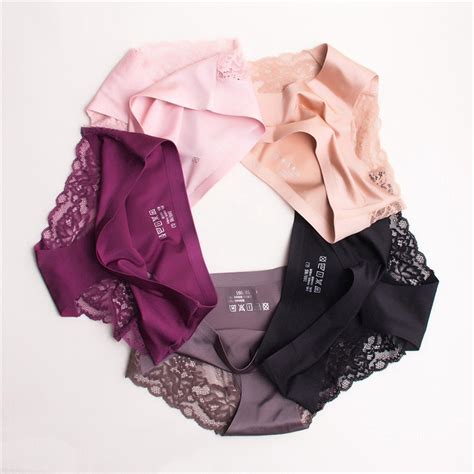 Phụ nữ Sexy Quần lót ren băng lụa quần lót bikini tóm tắt liền mạch Cotton mềm đáy quần lót