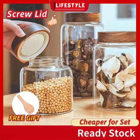 LIFESTYLE Free Gift Screw Lid Glass Jar Airtight Spice Food Storage