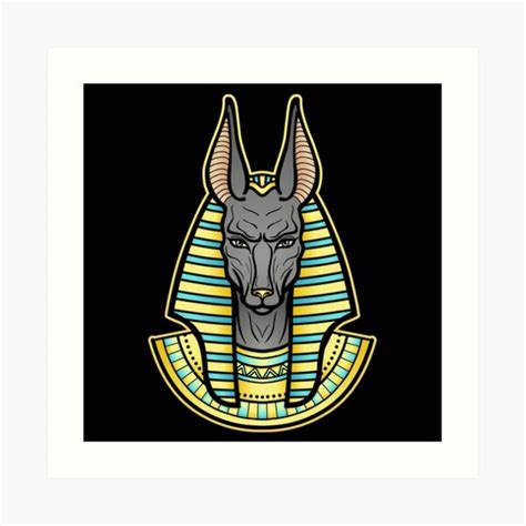 Lámina Artística Retrato De Color De Animación Antiguo Dios Egipcio Anubis Deidad Con Cabeza