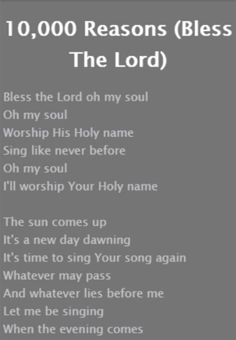 Matt Redman 10000 Reasons Lyrics For Android Apk Download