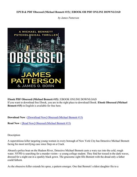 (PDF) Download Obsessed (Michael Bennett #15) - James Patterson by ...