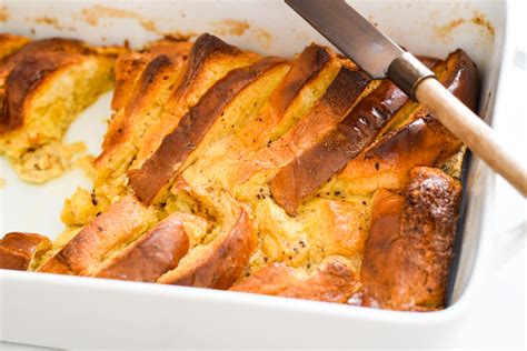 Baked French Toast Brioche Bread Casserole With Eggnog One Hungry Bunny