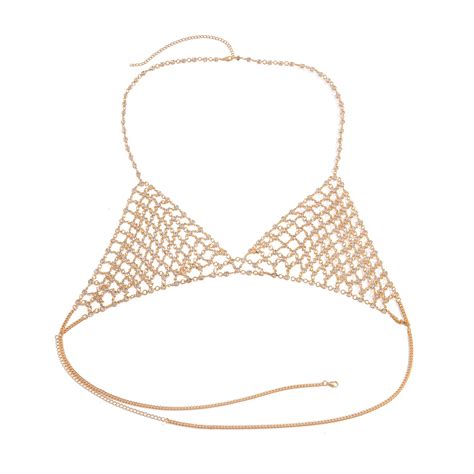 Ingemark Sexy Mesh Crystal Underwear Jewelry For Women Bra Top Lingerie