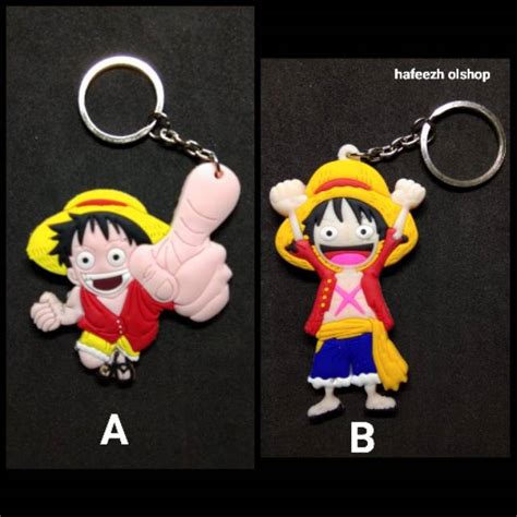 Jual Gantungan Kunci Luffy One Piece Bajak Laut Bahan Karet Dua Sisi