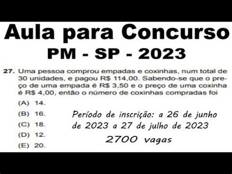 Quest Es De Matem Tica Resolvida Para O Concurso Pm Sp Youtube