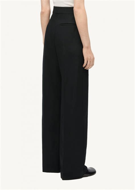 High Waisted Trousers In Wool Black Loewe