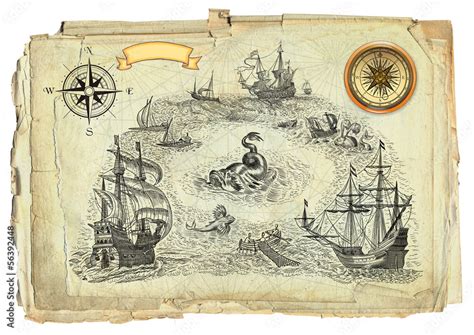 old pirate map Stock Photo | Adobe Stock