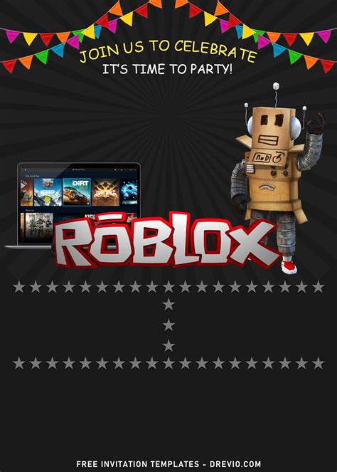 Incredible Roblox Video Game Theme Birthday Invitation Templates