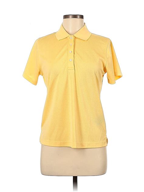 Pebble Beach 100 Polyester Yellow Long Sleeve Polo Size M 52 Off