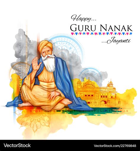 Happy Gurpurab Guru Nanak Jayanti Festival Of Vector Image