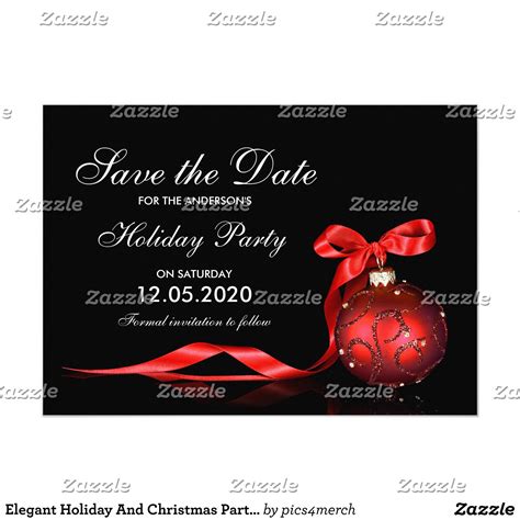 Elegant Holiday And Christmas Party Save The Date Card Save The Date