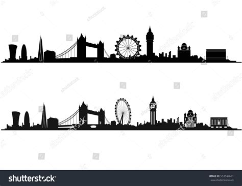 London Skyline Silhouette Black White Stock Vector (Royalty Free ...