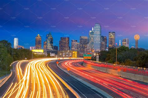 Dallas downtown skyline at twilight stock photo containing dallas and ...