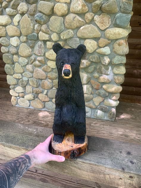 Bear Chainsaw Carving Black Bear Wood Carving Chainsaw Art Hand