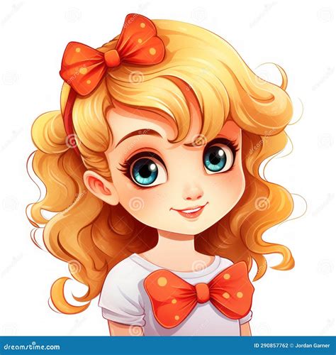 A Cartoon Girl With Long Blonde Hair And A Bow On Her Head Stock Illustration Illustration Of