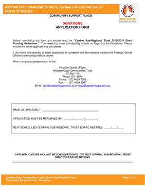 Fillable Online Donations Application Form Western Cape Communities