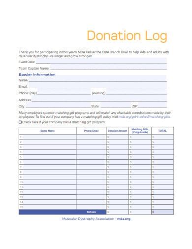 donation log templates