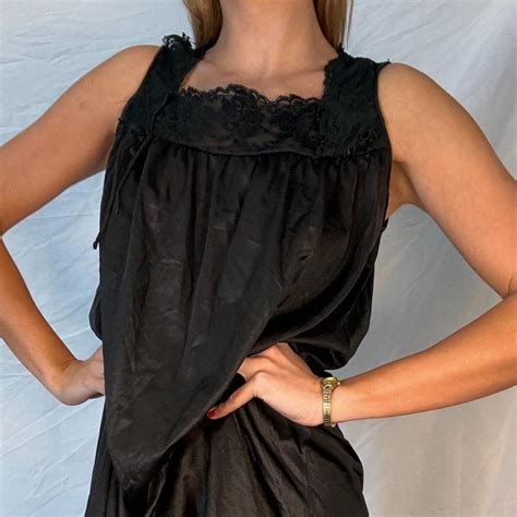 Black Vintage Babydoll Lingerie Nightgown Depop