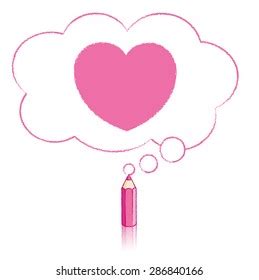 Pink Pencil Reflection Drawing Heart Icon Stock Vector Royalty Free