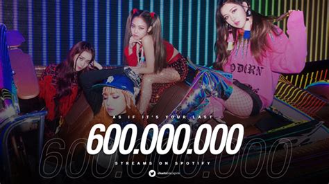 “As If It's Your Last” becomes BLACKPINK's 7th song to surpass 600 Million streams on Spotify ...