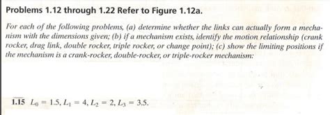 Solved FIGURE 1.12 (a) Crank-rocker mechanism. For this | Chegg.com