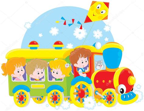 Children travel by train — Stock Vector © AlexBannykh #44181335