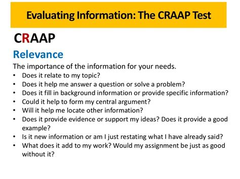 Evaluating Information The CRAAP Test